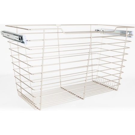 Hardware Resources Satin Nickel Closet Pullout Basket with Slides 16"Dx17"Wx17"H POB1-161717SN